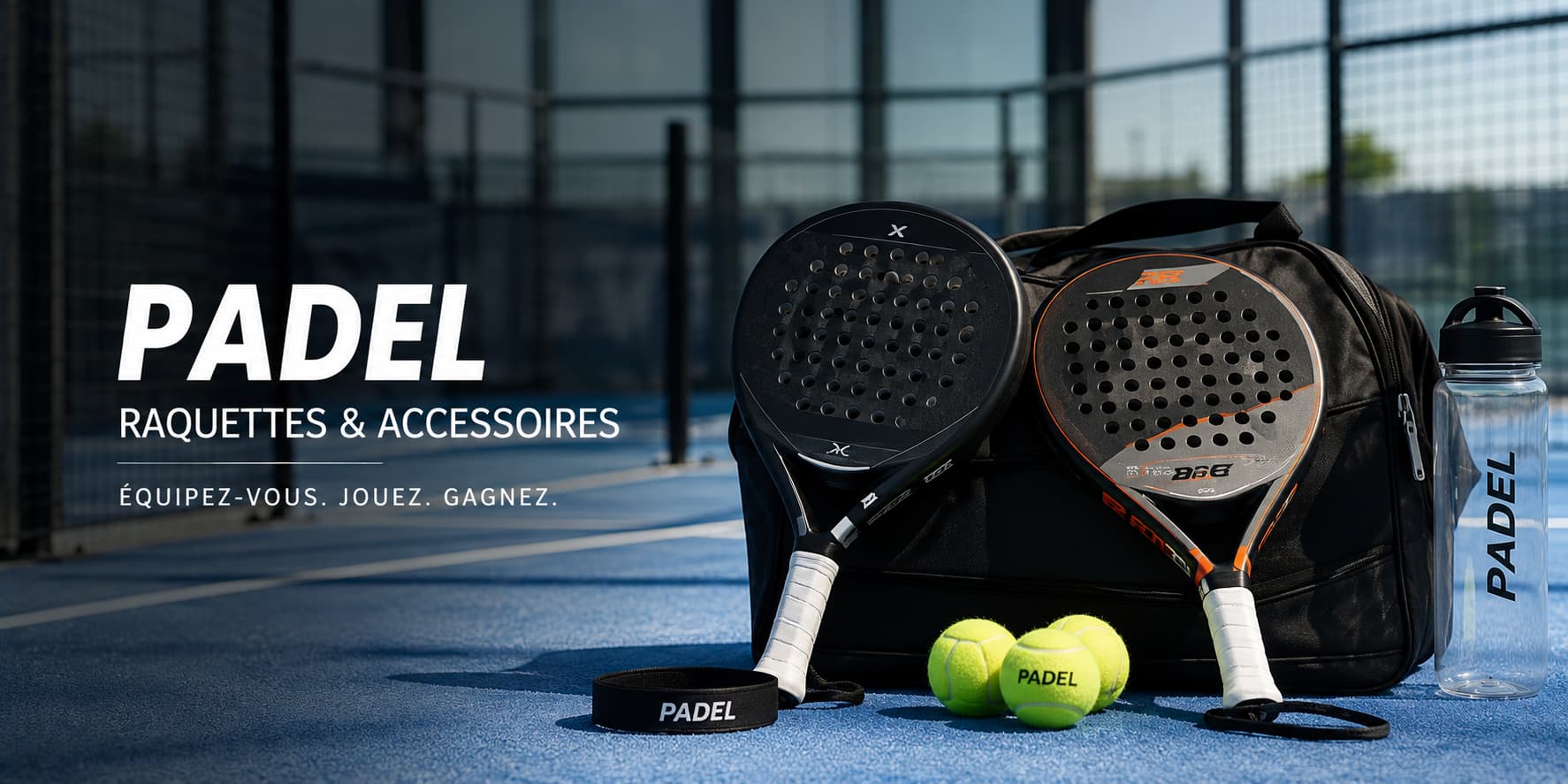 Équipement de padel : raquette, balle et sac paletero